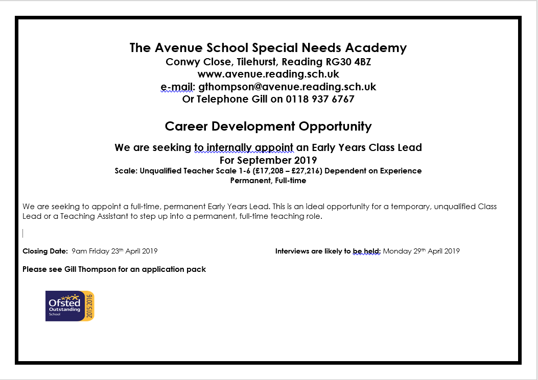 application job form early for years practitioner Practitioner School Early Avenue  The Years